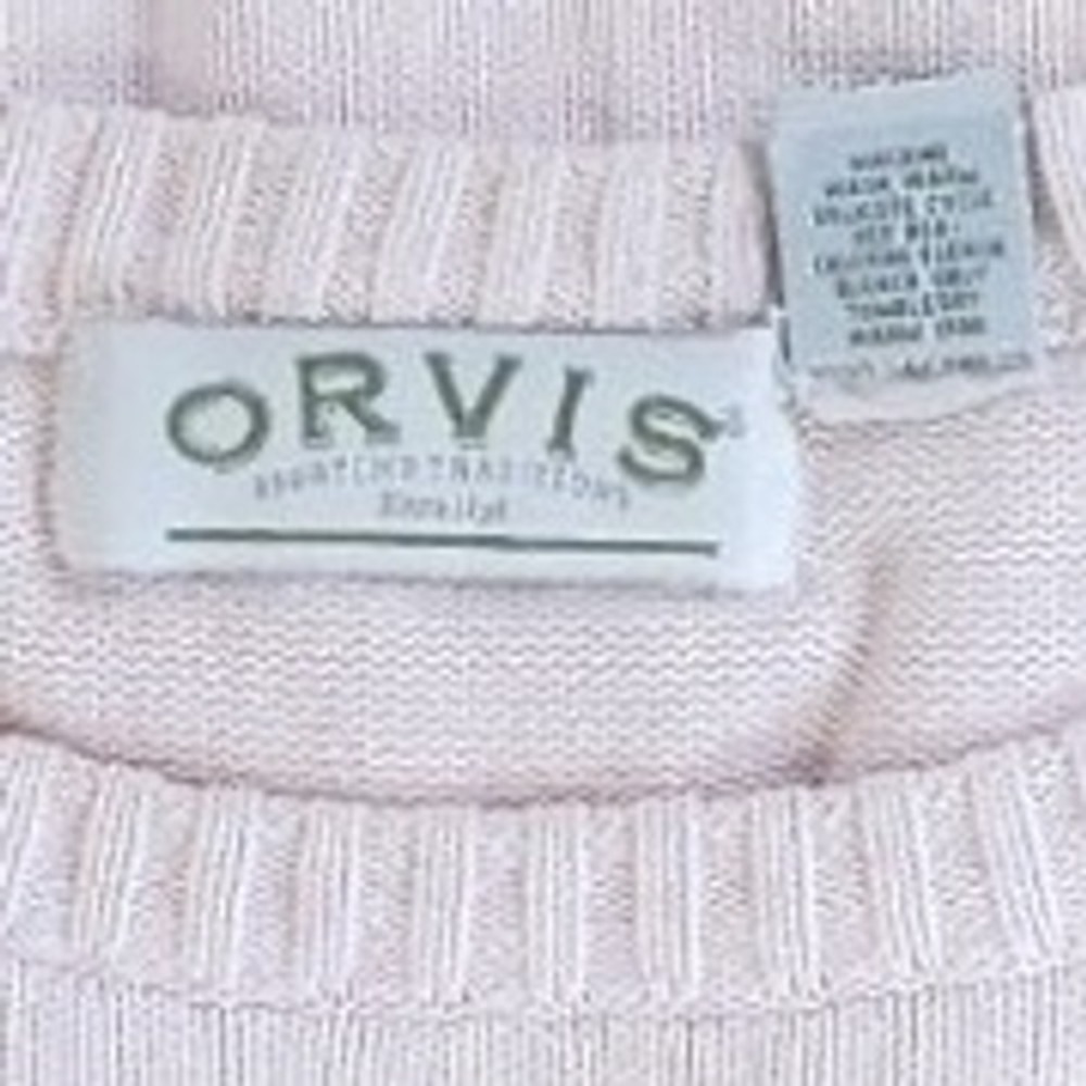 Orvis Womens XXL Cotton Sweater Light Pink Crew Neck Long Sleeve Pullover - Picture 2 of 5